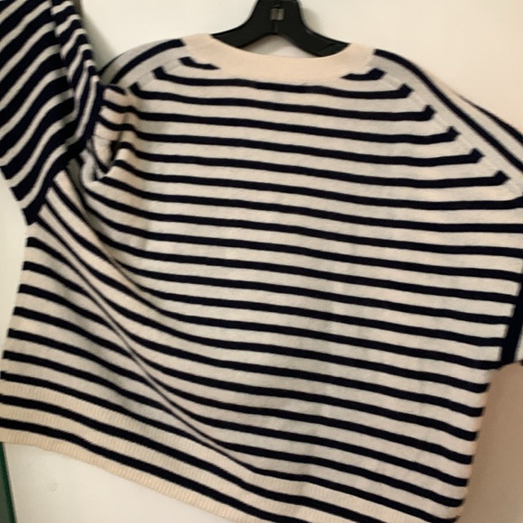 Banana Republic Cashmere Navy & White Striped Sweater - Picture 6 of 7